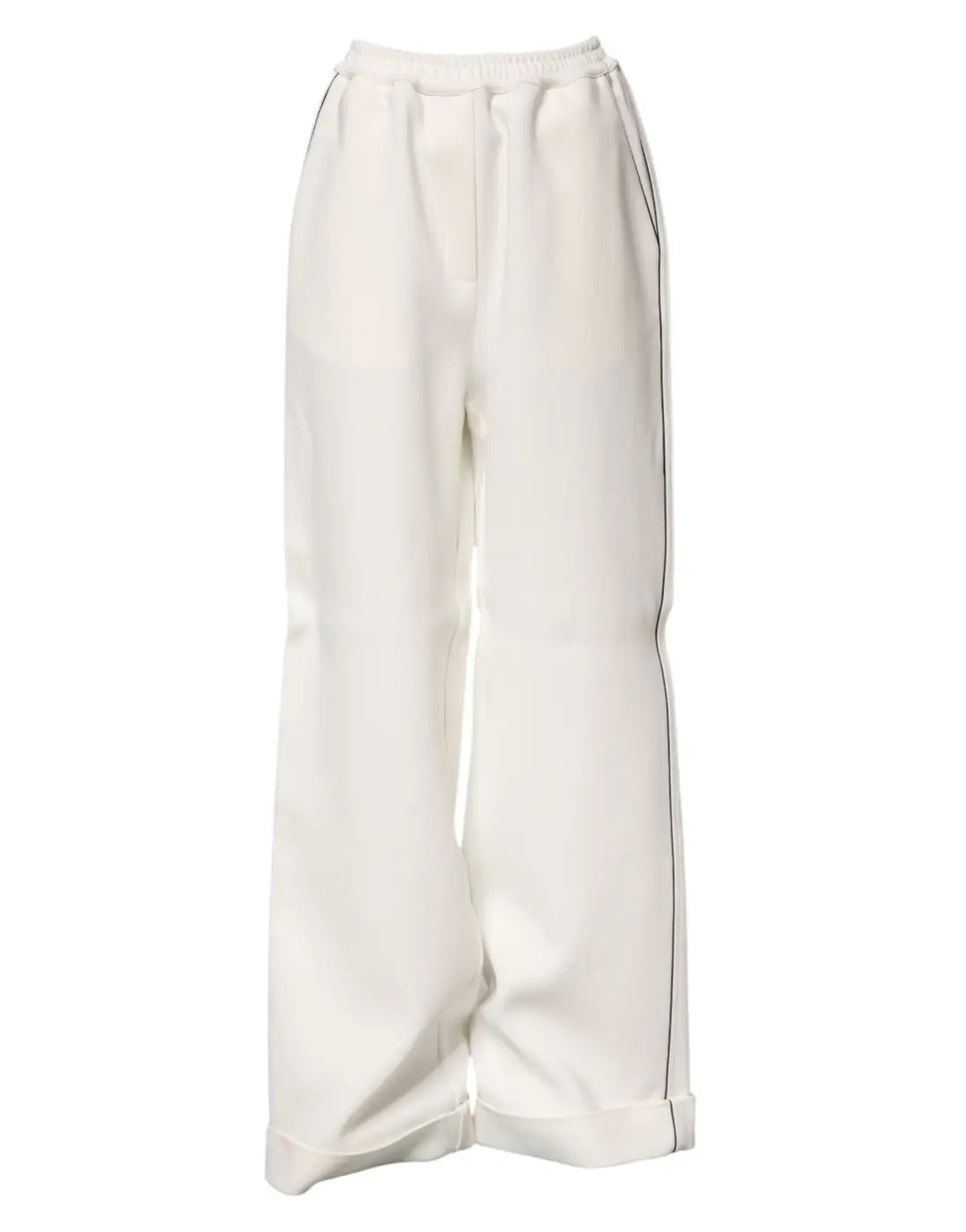Dolce &amp; Gabbana White Viscose Wide Leg Pull On Pants