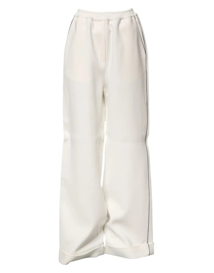 Dolce &amp; Gabbana White Viscose Wide Leg Pull On Pants