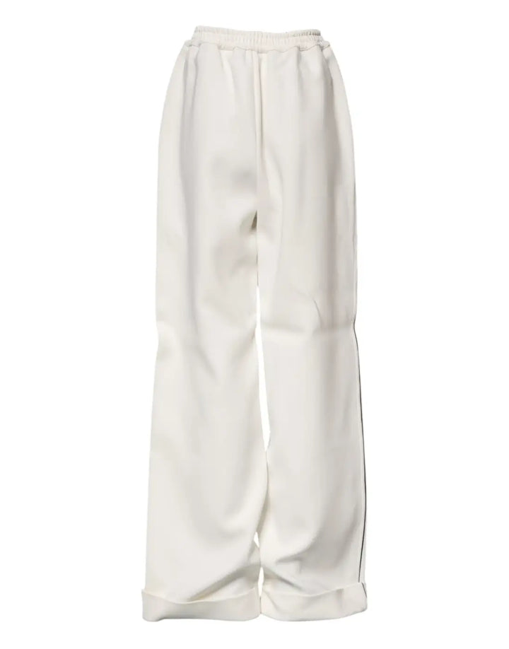 Dolce &amp; Gabbana White Viscose Wide Leg Pull On Pants