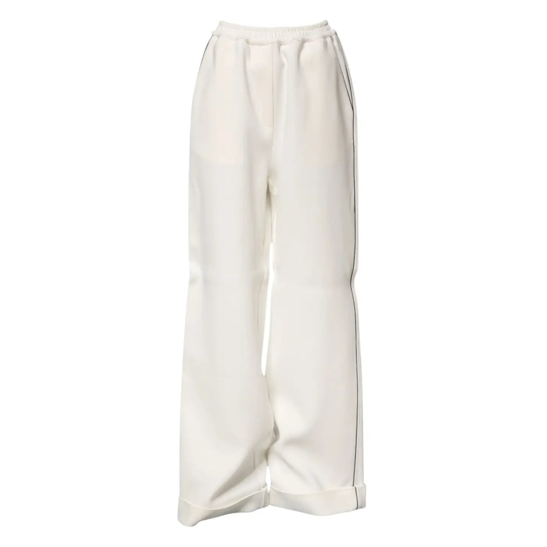 Dolce &amp; Gabbana White Viscose Wide Leg Pull On Pants