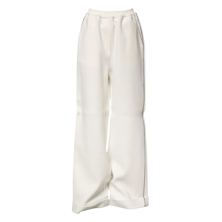 Dolce &amp; Gabbana White Viscose Wide Leg Pull On Pants