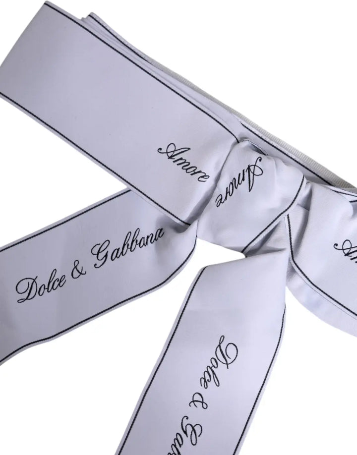 Dolce &amp; Gabbana White Waist Ribbon Wide Bow Logo Belt