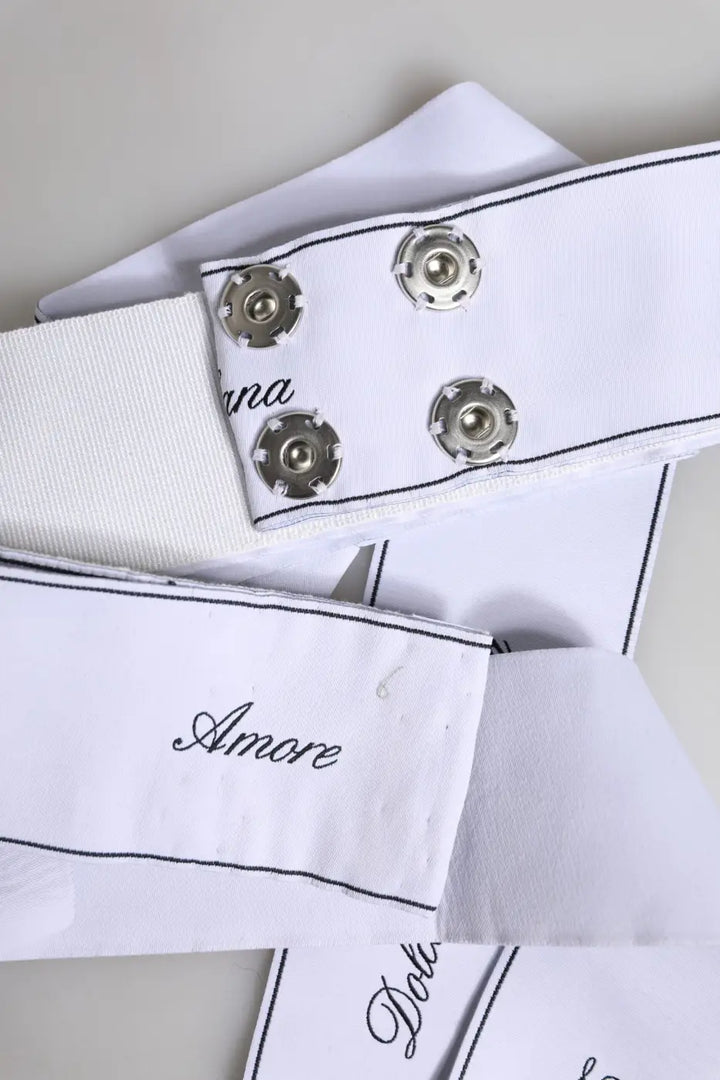 Dolce &amp; Gabbana White Waist Ribbon Wide Bow Logo Belt