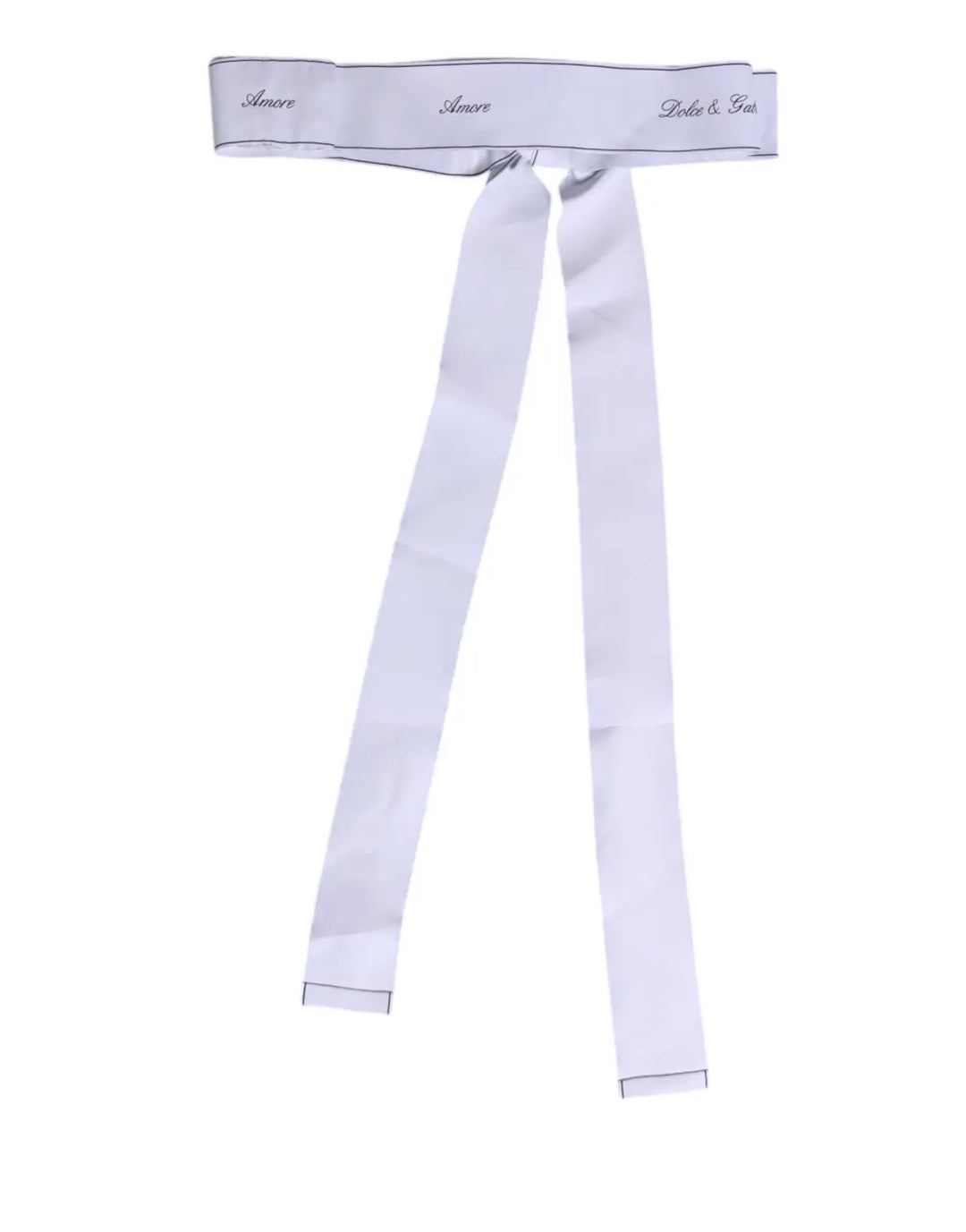 Dolce &amp; Gabbana White Waist Ribbon Wide Bow Logo Belt