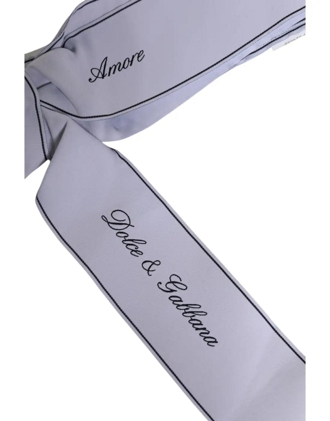 Dolce &amp; Gabbana White Waist Ribbon Wide Bow Logo Belt
