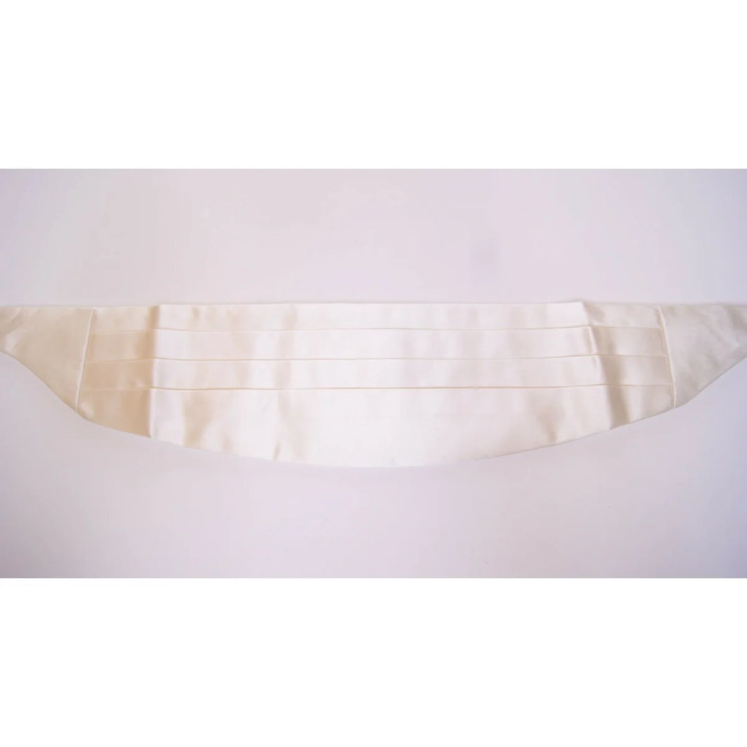 Dolce & Gabbana White Waist Tuxedo Smoking Belt Cummerbund