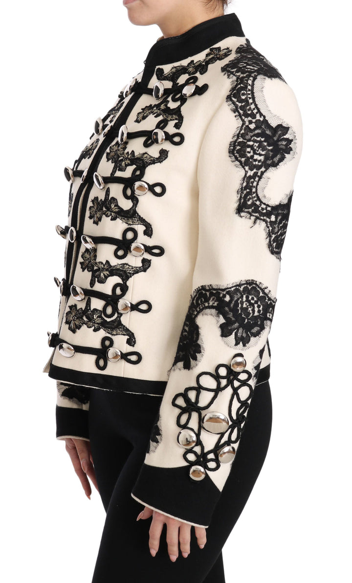 Dolce &amp; Gabbana Sport Jackets - White Wool Black Floral Baroque Jacket