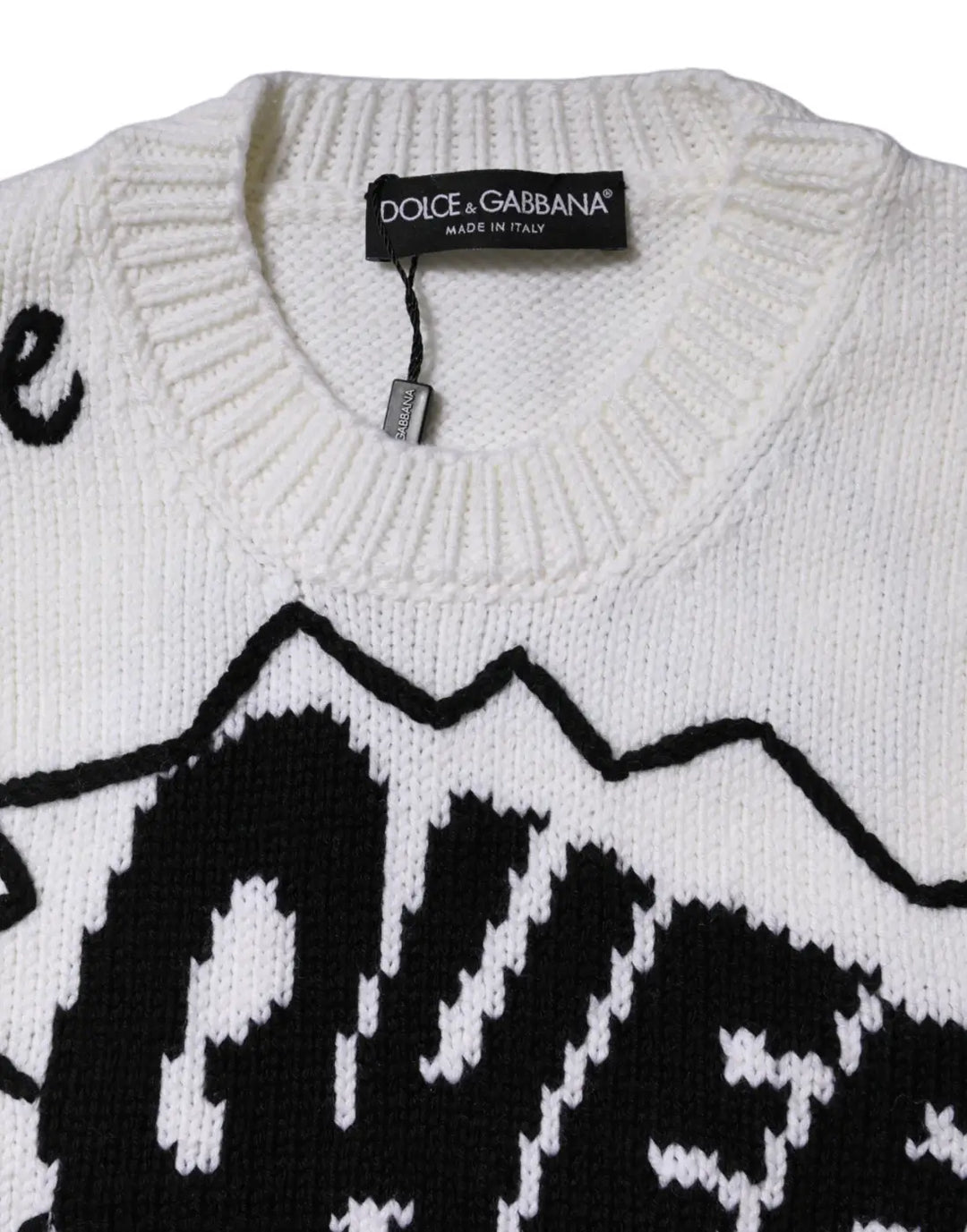 Dolce &amp; Gabbana White Wool Knit Crew Neck Pullover Sweater