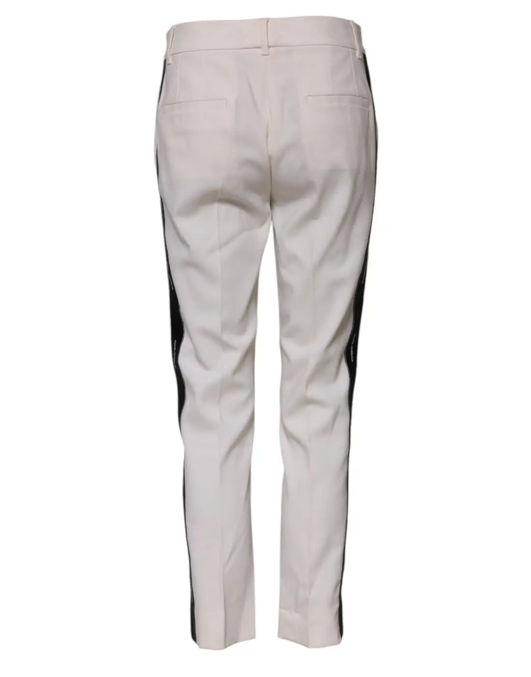 Dolce &amp; Gabbana White Wool Mid Waist Tapered Trouser Pants