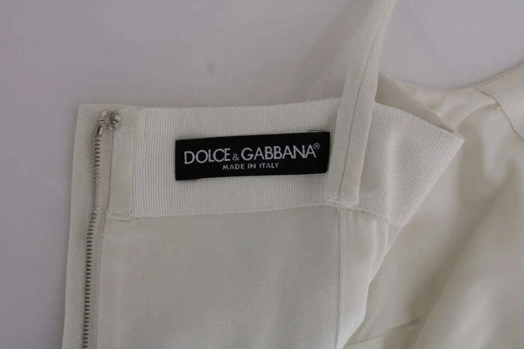 Dolce &amp; Gabbana White Wool Stretch Brooch Shift Dress