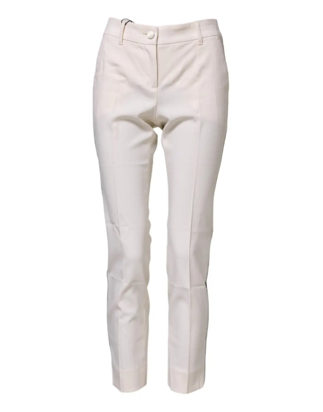 Dolce &amp; Gabbana White Wool Tapered High Waist Pants