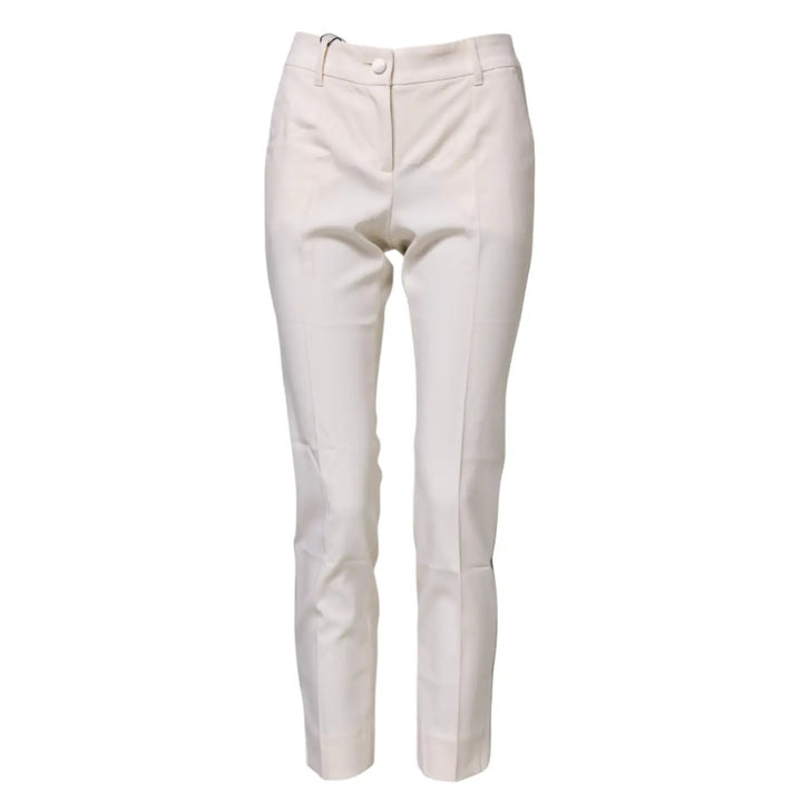 Dolce &amp; Gabbana White Wool Tapered High Waist Pants
