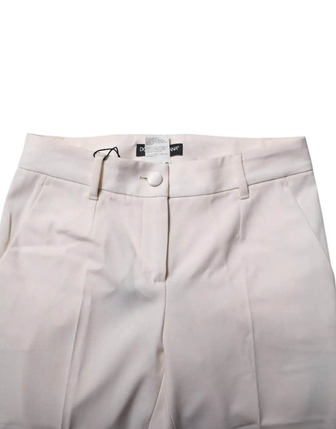 Dolce &amp; Gabbana White Wool Tapered High Waist Pants