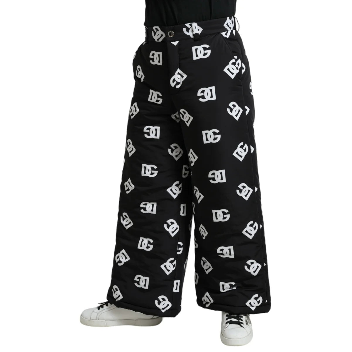 Dolce Gabbana Wide Leg Pants White DG Print Perfection &