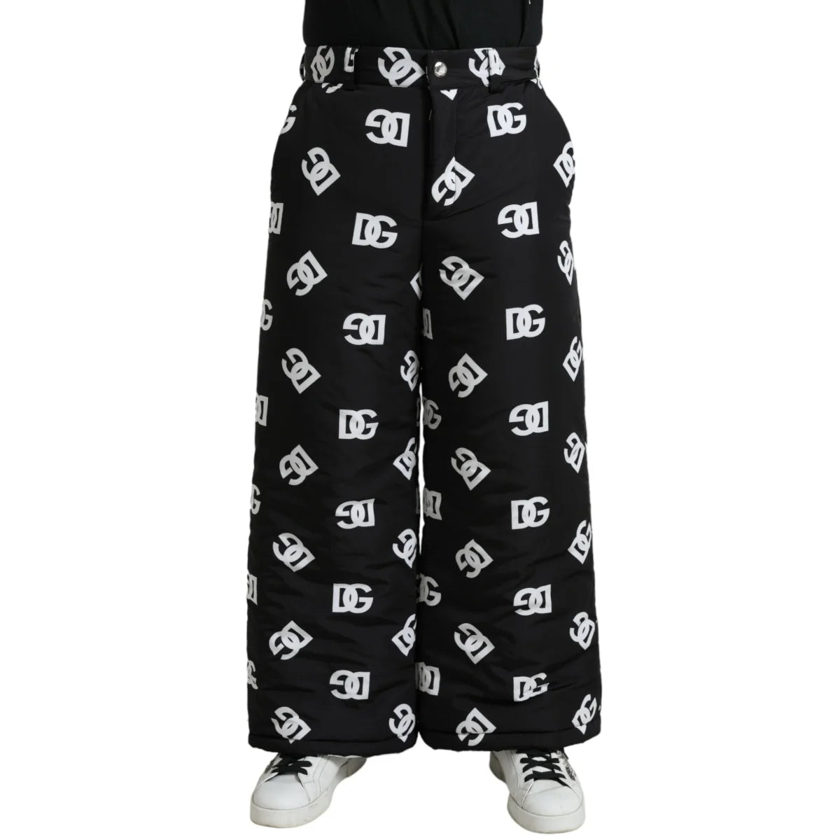 Dolce Gabbana Wide Leg Pants White DG Print Perfection &