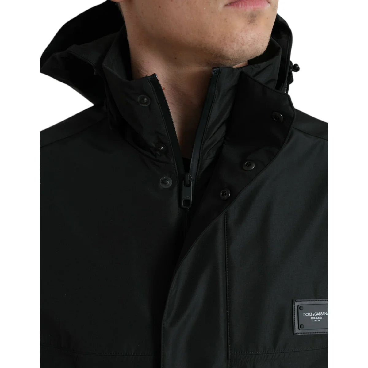 Dolce & Gabbana Windbreaker With Removable Hood and Logo Details