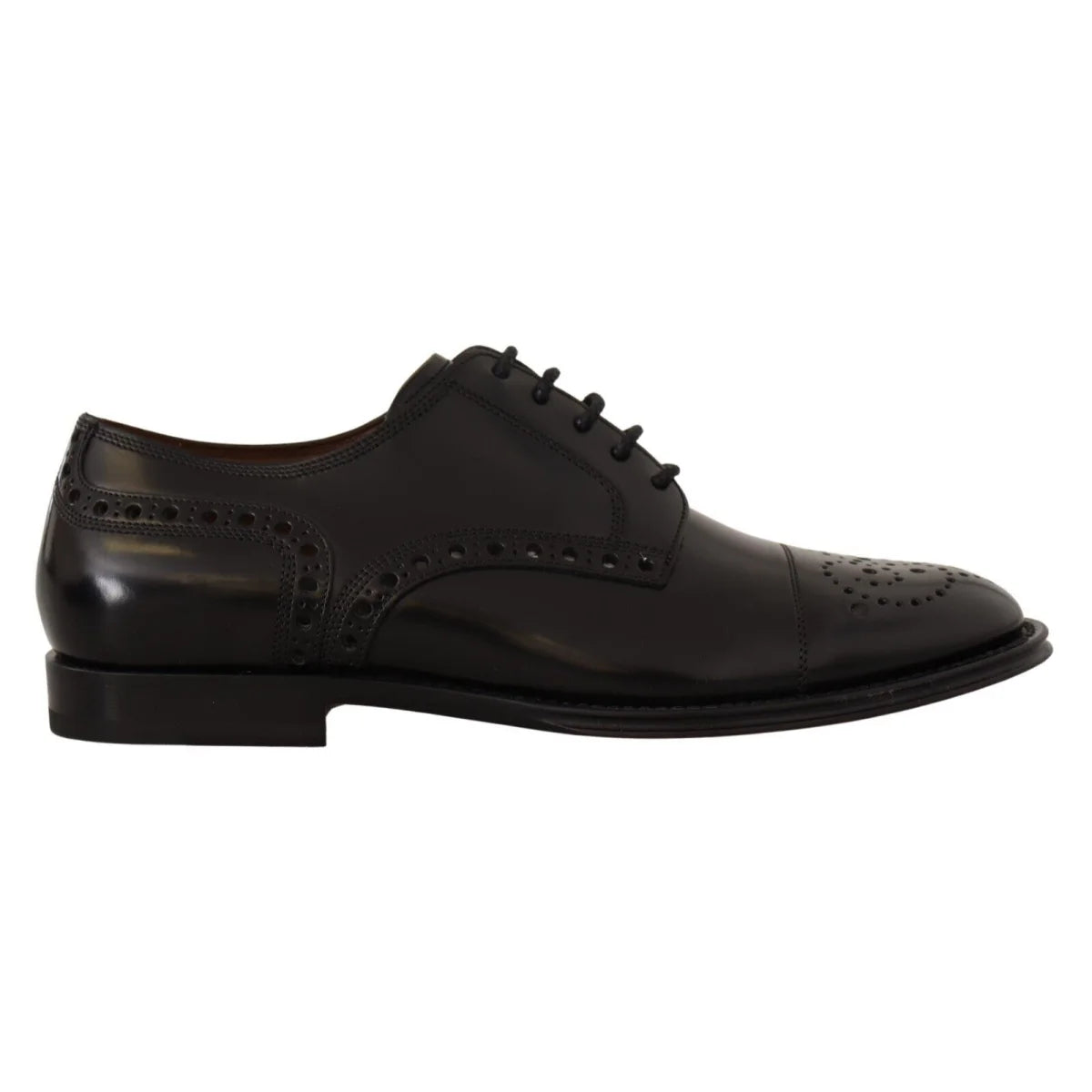 Dolce & Gabbana Wingtip Black Leather Italian Style Shoes