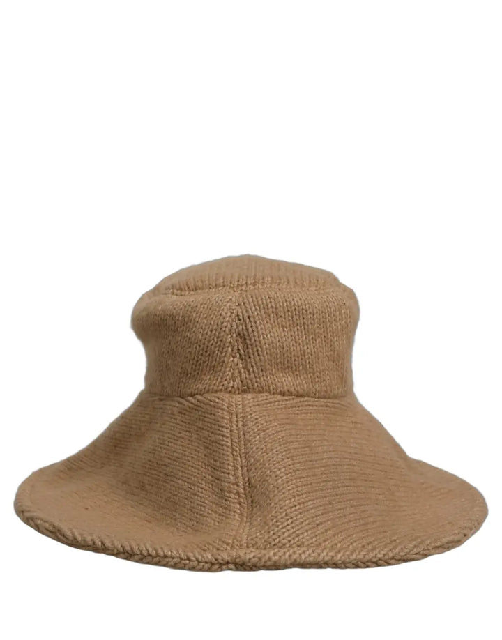 Dolce &amp; Gabbana Women Brown Cotton Knit WideBrim Bucket Capello Hat