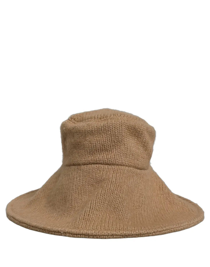 Dolce &amp; Gabbana Women Brown Cotton Knit WideBrim Bucket Capello Hat