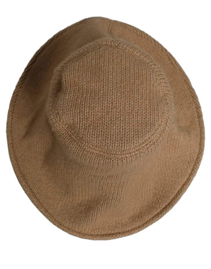 Dolce &amp; Gabbana Women Brown Cotton Knit WideBrim Bucket Capello Hat