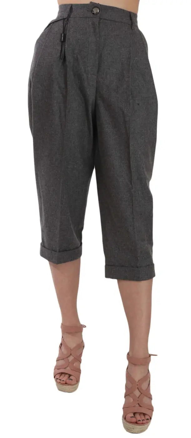 Dolce &amp; Gabbana Wool Cropped Trouser Pleated Pant