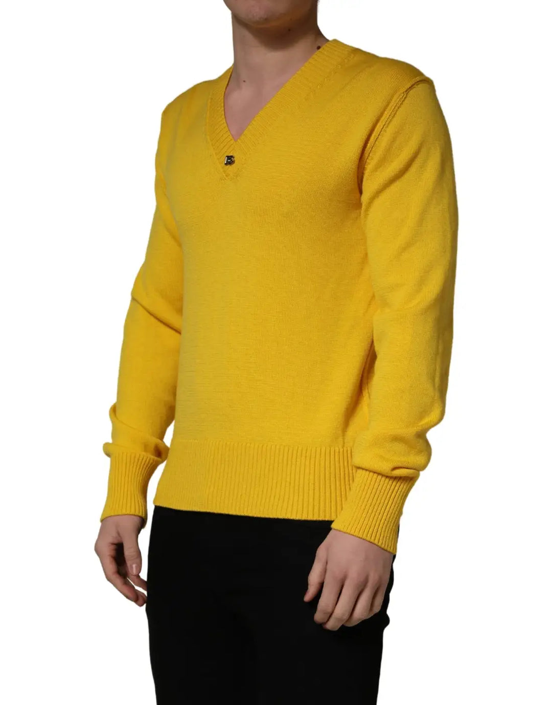 Dolce &amp; Gabbana Wool Knitted V-Neck Pullover Yellow