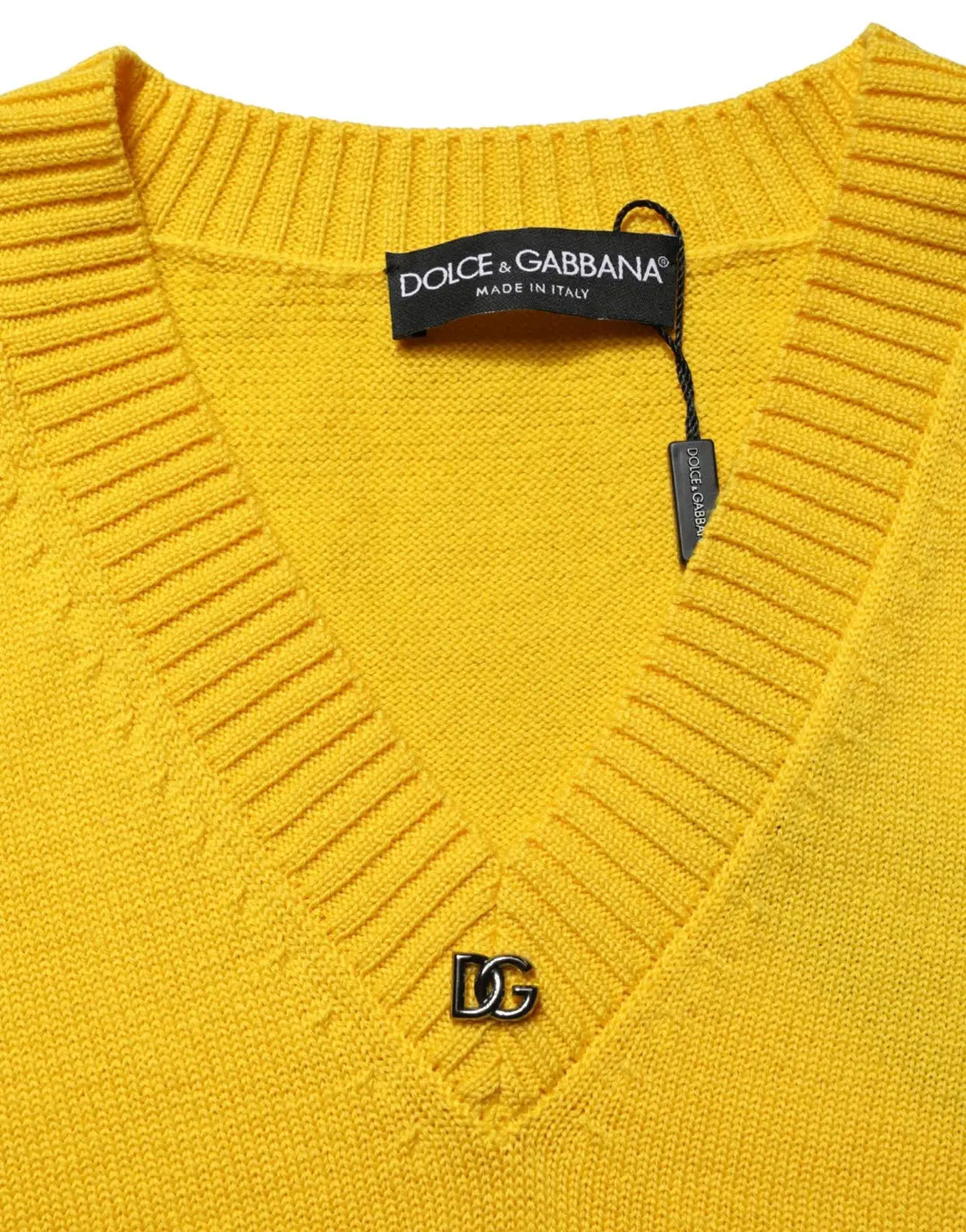 Dolce &amp; Gabbana Wool Knitted V-Neck Pullover Yellow