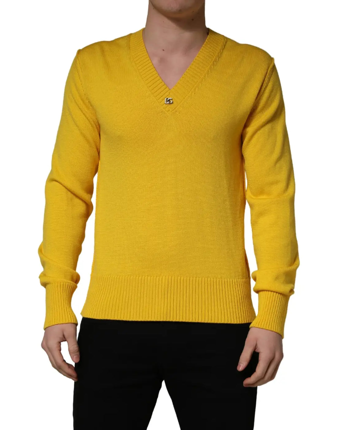 Dolce &amp; Gabbana Wool Knitted V-Neck Pullover Yellow