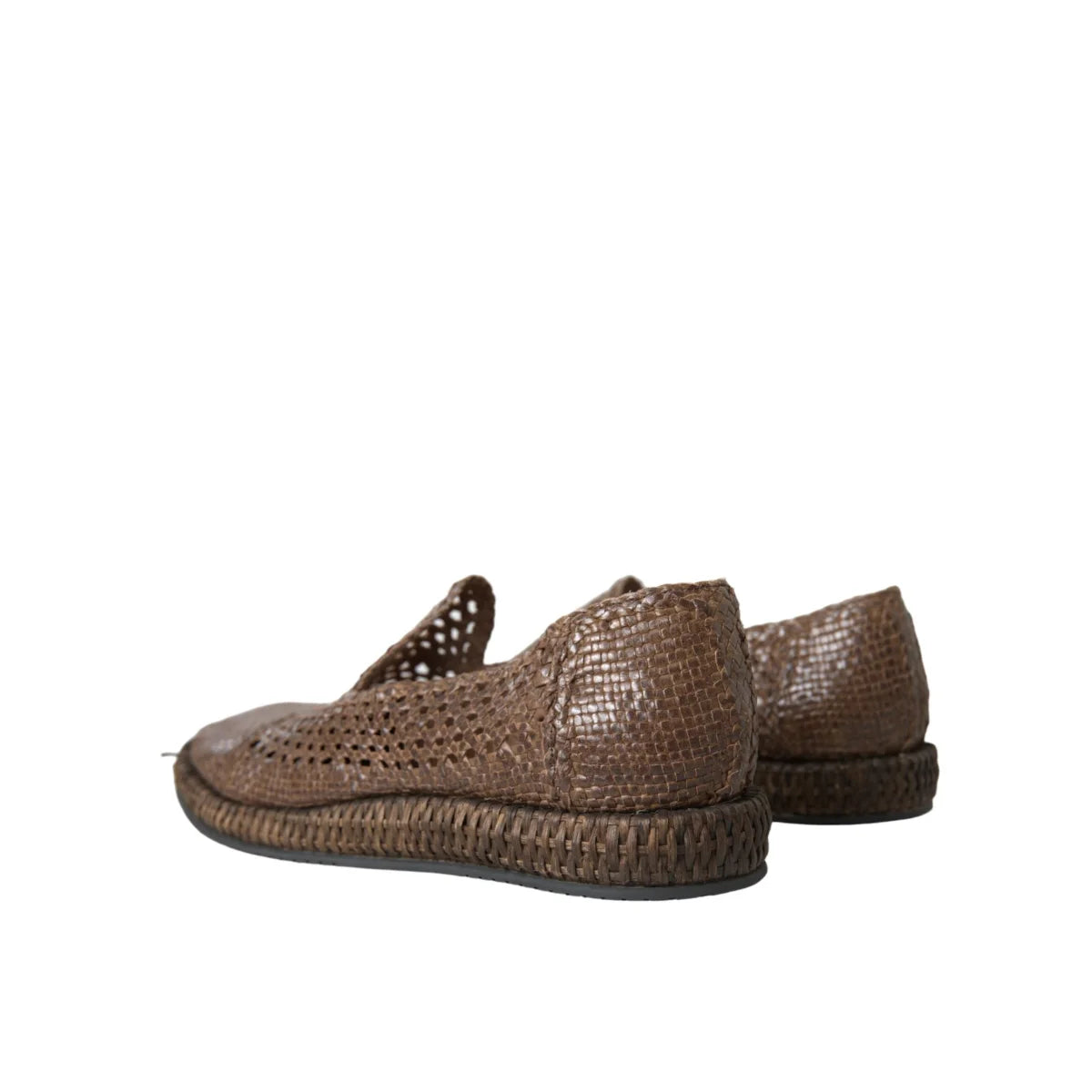 Dolce Gabbana Woven Leather Loafers Shoes Authentic Luxury Style &