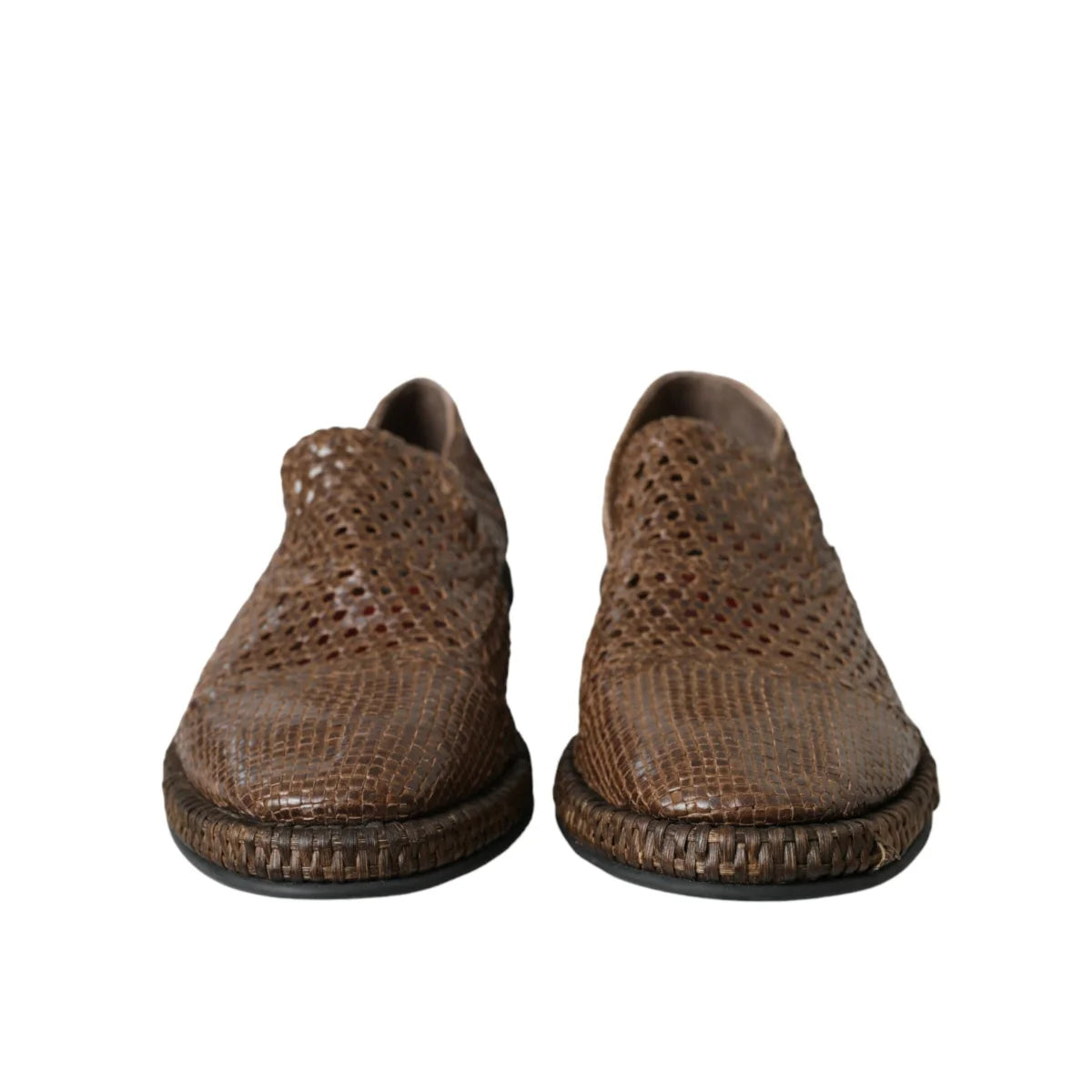 Dolce Gabbana Woven Leather Loafers Shoes Authentic Luxury Style &