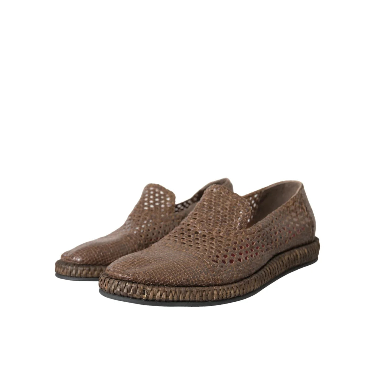 Dolce Gabbana Woven Leather Loafers Shoes Authentic Luxury Style &
