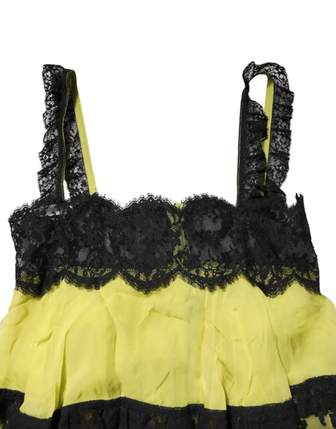 Dolce &amp; Gabbana Yellow Black Babydoll Chemise Lingerie Dress
