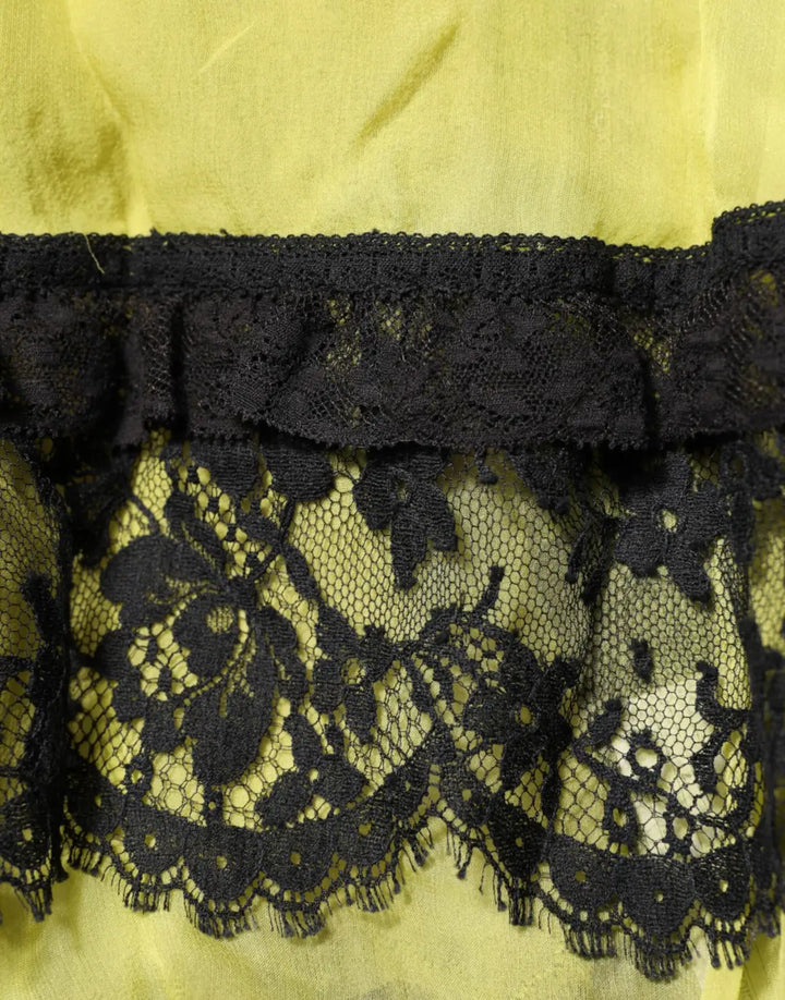 Dolce &amp; Gabbana Yellow Black Babydoll Chemise Lingerie Dress