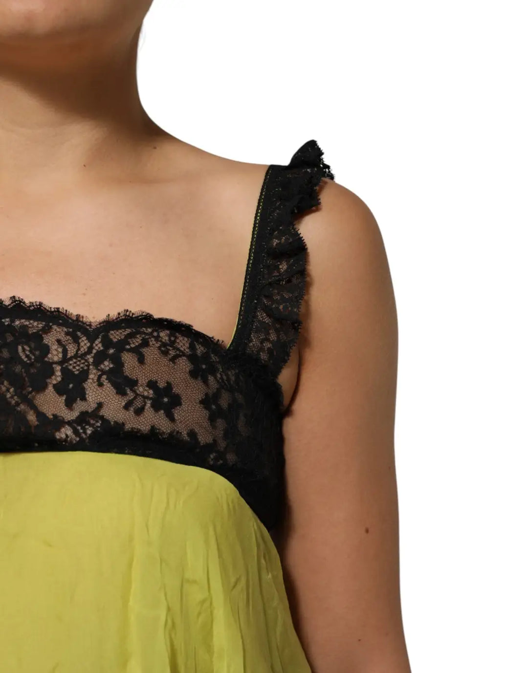 Dolce &amp; Gabbana Yellow Black Babydoll Chemise Lingerie Dress