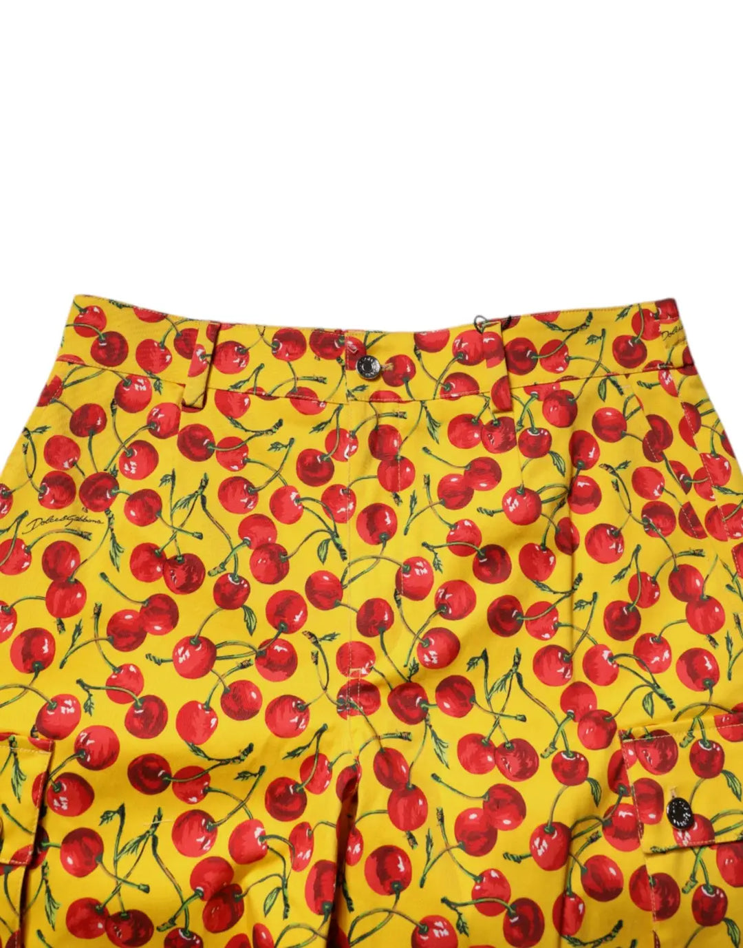 Dolce &amp; Gabbana Yellow Cherry Print Cotton Men Bermuda Shorts