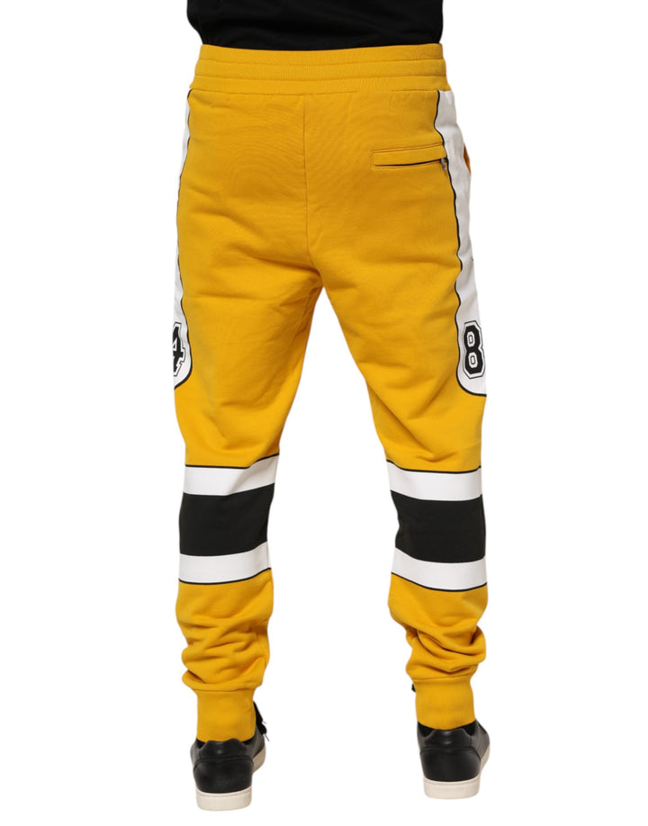 Dolce &amp; Gabbana Yellow Cotton Drawstring Jogger Pants