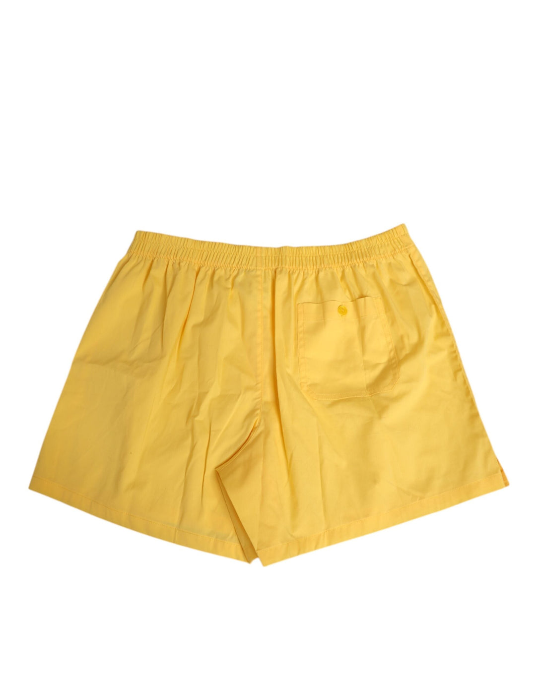 Dolce &amp; Gabbana Yellow Cotton Elastic Waistband Short Swimwear