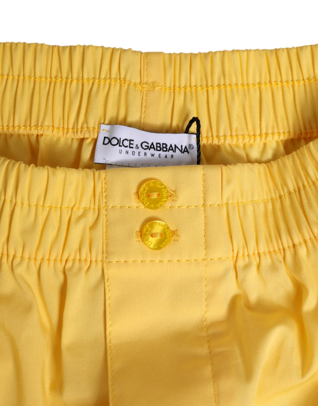 Dolce &amp; Gabbana Yellow Cotton Elastic Waistband Short Swimwear
