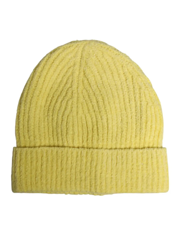 Dolce &amp; Gabbana Yellow Cotton Knitted Winter Beanie Hat