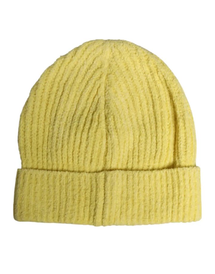 Dolce &amp; Gabbana Yellow Cotton Knitted Winter Beanie Hat