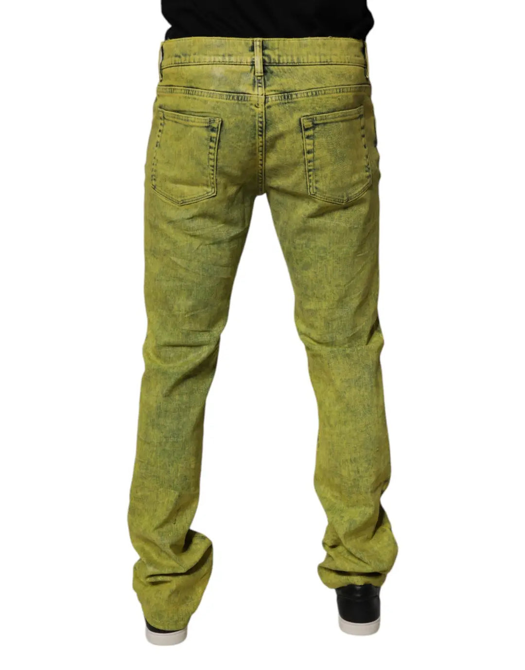 Dolce &amp; Gabbana Yellow Cotton Stretch Skinny Men Denim Jeans