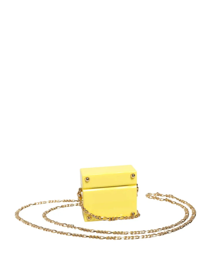 Dolce &amp; Gabbana Yellow DG Logo Plaque Cover Gold Chain Airpods Case