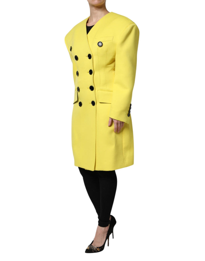 Dolce &amp; Gabbana Trench Coats - Yellow Double Breasted Coat Jacket