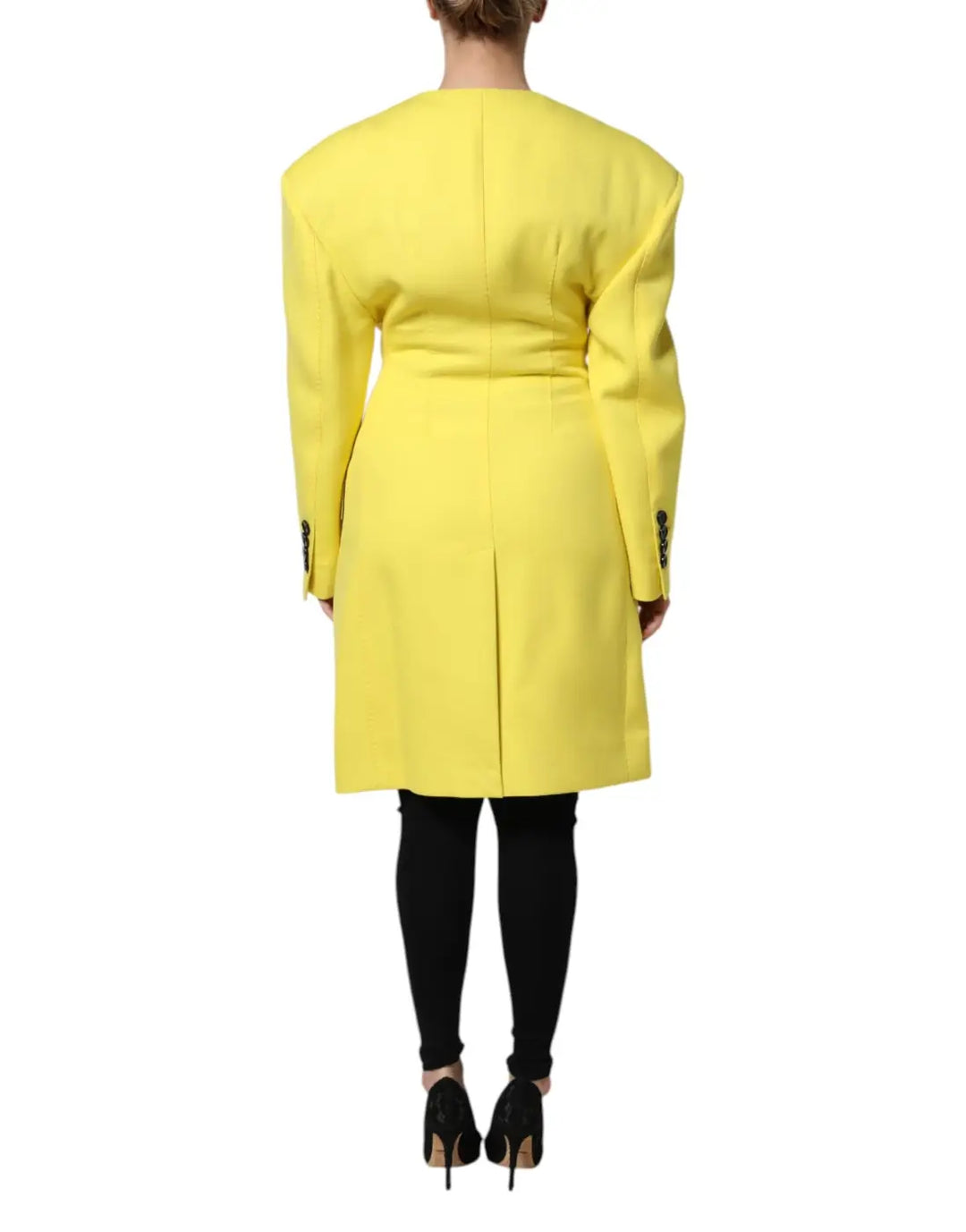 Dolce &amp; Gabbana Yellow Double Breasted Trench Coat Jacket