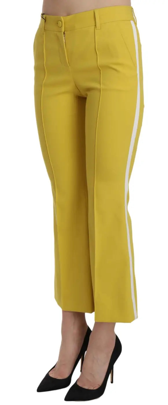 Dolce &amp; Gabbana Yellow Flared Bootcut Capri Cotton Pants