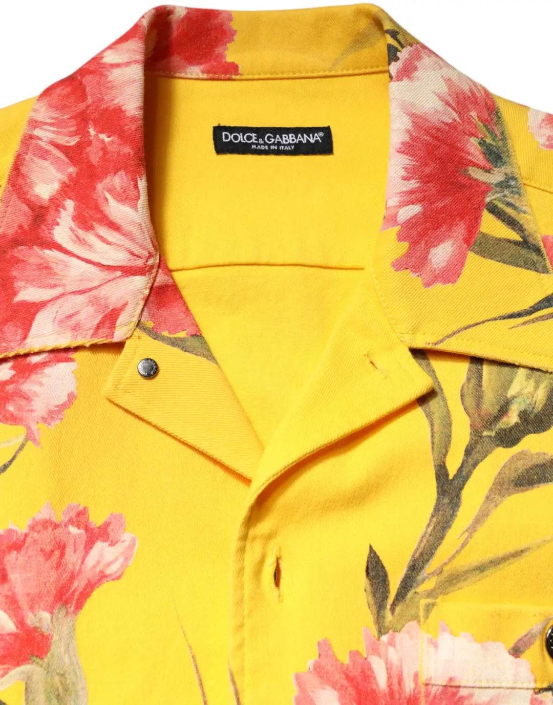 Dolce &amp; Gabbana Yellow Floral Men Button Down Casual Shirt