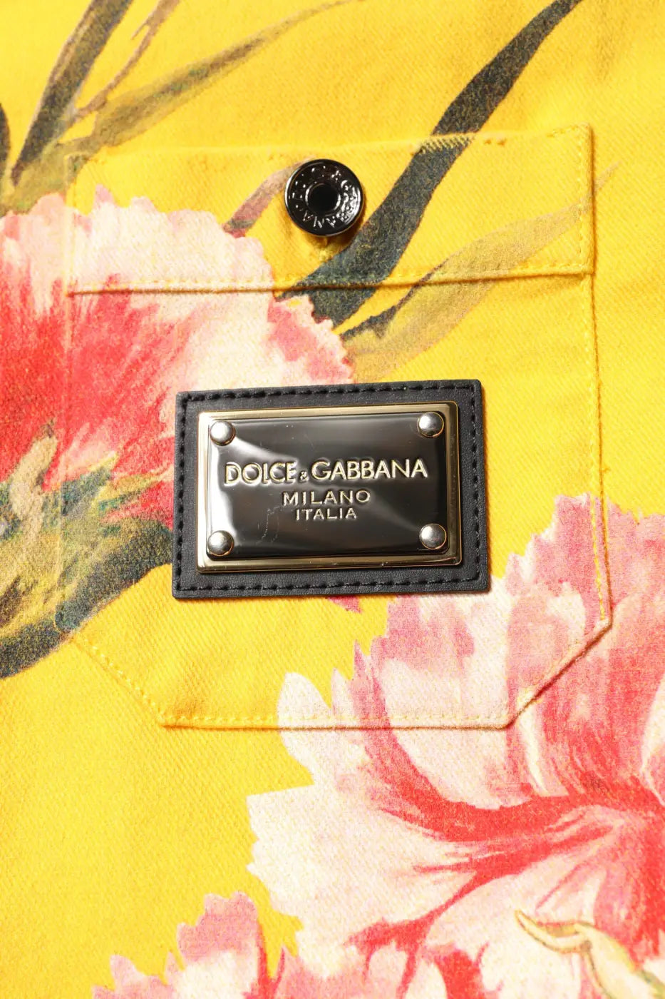 Dolce &amp; Gabbana Yellow Floral Men Button Down Casual Shirt