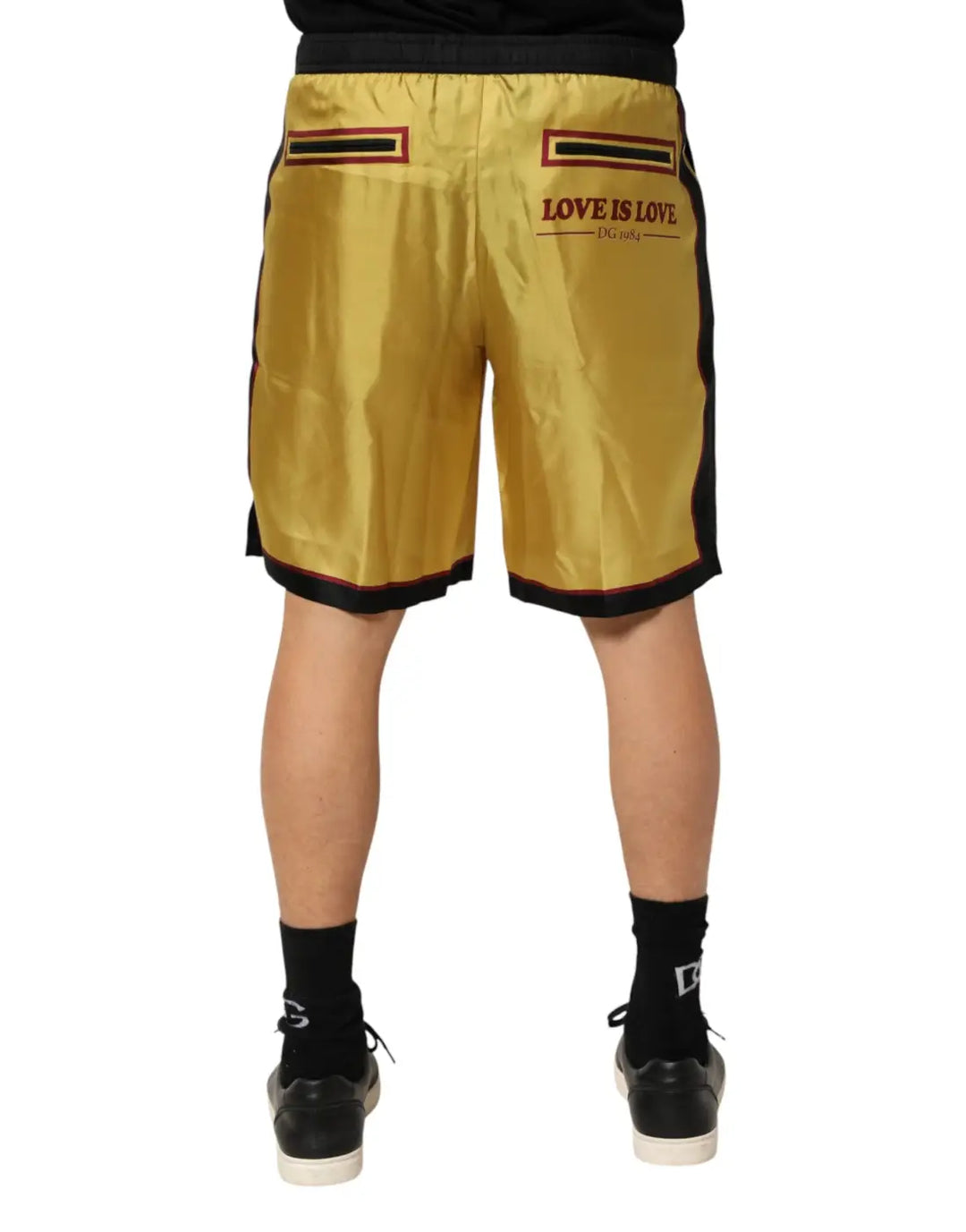 Dolce &amp; Gabbana Yellow Floral Print Silk Men Bermuda Shorts