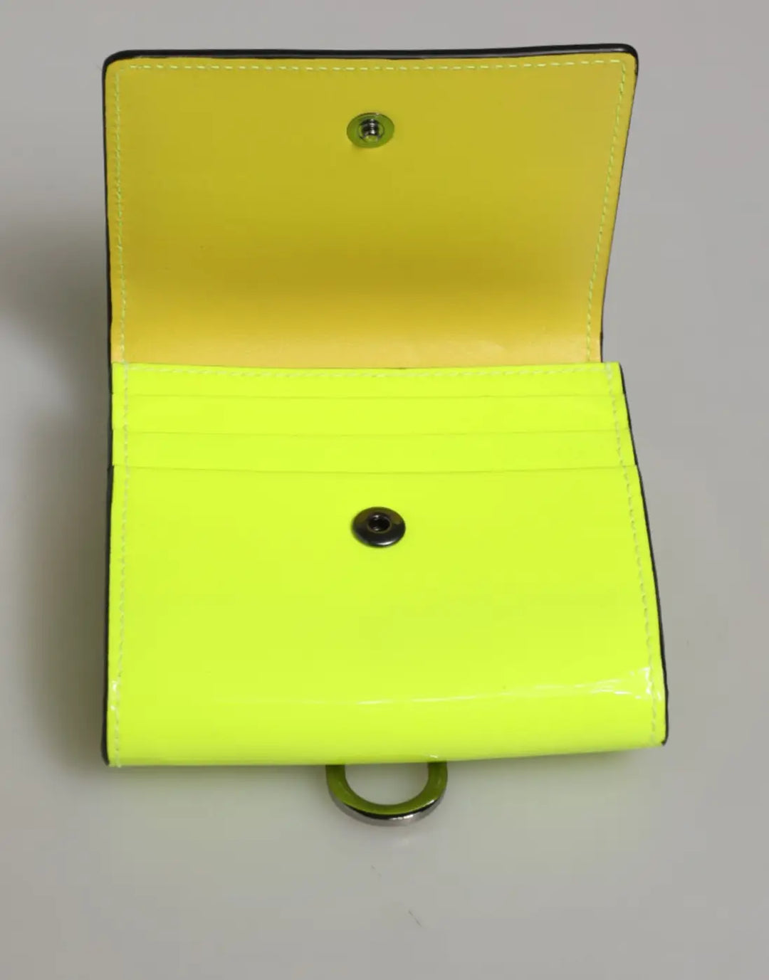 Dolce &amp; Gabbana Yellow Green Bifold DG Logo Neck Strap Cardholder Wallet
