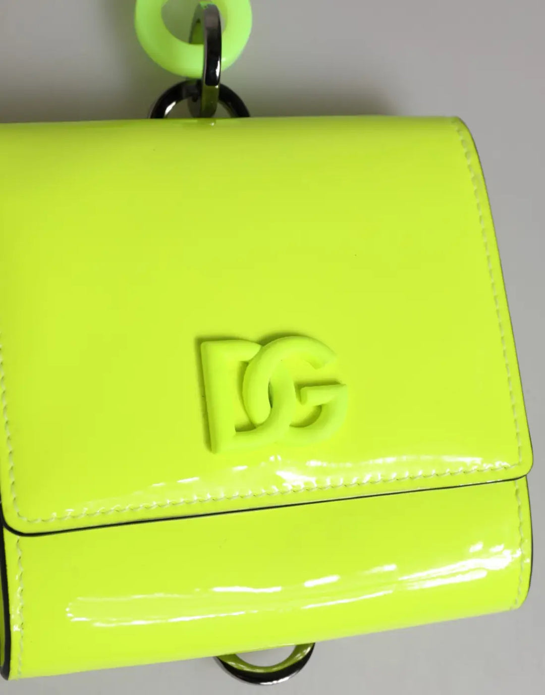 Dolce &amp; Gabbana Yellow Green Bifold DG Logo Neck Strap Cardholder Wallet